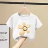 Camiseta de Verão para Meninas 2026 Novo Estilo Moda Infantil Estilo Coreano Camiseta de Verão de Manga Curta para Meninas Algodão Puro Respirável Top