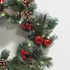 Nova Guirlanda de Natal de Luxo Acessível Mergulhada em Agulhas de Pinheiro Branco Folhas de Pinho Misturadas com Frutas Vermelhas Guirlanda de Pinhas Pinos de Porta e Janela Decoração de Natal
