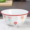 Tigela Esmaltada Infantil Desenho Animado Borda Azul Tigela de Salada Esmaltada Tigela de Arroz Doméstica Tigela de Frutas Fofa Tigela de Salada Celebridade da Internet