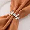 Anel de Guardanapo Simples Estilo Britânico Venda Quente Transfronteiriça Letra Dourado e Prata Fivela de Guardanapo para Festas Decoração de Mesa