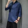 Camiseta de Manga Corta de Algodón y Lino para Hombre Estilo Chino 2025 Casual Retro Japonés Talla Grande Camiseta de Lino Color Sólido Hombre