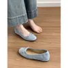 Versión de Piel de Oveja~Zapatos de Ballet para Mujer de Piel Genuina Estilo Nuevo de Primavera con Aumento Oculto de Altura, Zapatos de Boca Baja con Lazo Suave, Mocasines