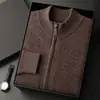 Cárdigan de cachemira para hombre al por mayor transfronterizo, estilo holgado y simple, cuello alto de punto, con cremallera, chaqueta engrosada, suéter de cachemira talla grande