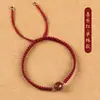 Pulseira de Fio Vermelho Feminina com Pingente em Formato de Coração de Cinábrio e Jade Hetian, Pulseira Trançada para Vestibular