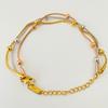 Pulseira de contas de três camadas de aço inoxidável redonda cobra multicamadas empilhada vento moda aço titânio banhado a ouro real 18k pulseira atacado