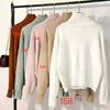 Otoño e Invierno Nuevo Jersey de Cuello Alto Cruzado Transfronterizo Espesado Estilo Perezoso Suéter para Mujer Manga Larga Tejido Camiseta Básica Estilo Corto