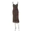 Vestido Camisola Estampado de Leopardo para Mujer, Nuevo Estilo Verano 2026, Sexy Cuello en V Ajustado con Ribete de Encaje Vestido Bodycon, Venta al por Mayor para Comercio Exterior