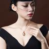 Colgante Vivo Caliente Chapado en Oro de 18K Elegante Forma de Gota Piedra Grande al Descubierto Collar con Colgante de Citrino Brasileño de 22 Quilates