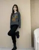 Suéter de Jacquard con Lentejuelas de Lana de Alpaca Estilo Año Nuevo Pony para Mujer, Suéter de Punto de Alto Grado Estilo Perezoso Holgado de Otoño e Invierno