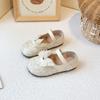 Zapatos de Princesa para Niñas 2025 Primavera y Otoño Nuevos Zapatos de Cuero para Niñas Lazo Lentejuelas Zapatos Planos de Boca Baja para Niñas Zapatos Tipo Beanie