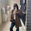 Suéter de Malha Versátil Casual Simples Novo Quente Outono e Inverno Europeu Casaco de Comprimento Médio Cardigã Fashion