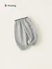 Pantalones de chándal jogger grises holgados Bangxuan para niños, pantalones casuales versátiles para niños, pantalones para niñas