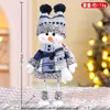 Muñeca de tela azul navideña, Decoración de muñeco de nieve mecedora estilo mediterráneo navideño, Regalo de temporada