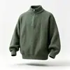 Suéter misto com zíper parcial para homens, outono e inverno, estilo casual, malha com zíper parcial, gola alta, suéter solto e estiloso