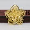 Hongxing DIY Joyería Cobre Color Oro 24K Conservante 36*9mm Floral Multicapa Hecho a Mano Material Accesorios Corona para el Cabello B547