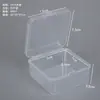 Caixa quadrada de plástico transparente, caixa para embalagem de itens pequenos, esponja de pó, equipamento de pesca, ferragens, distintivo, cartão e caixa de armazenamento de contas