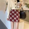 Falda de Lana a Cuadros Estilo Hong Kong para Gorditas Tallas Grandes Nueva Retro Estilo Preppy Versátil Ceñida a la Cadera Falda Línea A