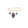 Broche de Borla Ojo del Diablo con Pedrería Creativa Europeo y Americano para Mujer, Pin de Estilo Vintage para Ceñir la Cintura de Suéter Ojo Azul de Alta Gama