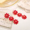 Aretes de Margarita de Rafia Transfronterizos, Aretes Florales Dulces y Delicados Tejidos a Mano, Aretes Estilo Vacaciones en la Playa