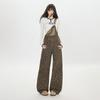 Moda Nova Outono e Inverno 2025 Macacão com Estampa de Leopardo Feminino Solto Cintura Alta Efeito Emagrecedor Caimento Amplo Perna Larga Calça Jeans