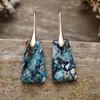 Pendientes Colgantes Geométricos de Piedra Natural de Alta Calidad, Diseño Artístico de Nuevo Estilo Transfronterizo, Joyería de Piedra de Moda Europea y Americana
