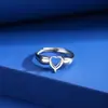 Sostenedor de Anillos en Forma de Corazón Plata de Ley 925 Anillo de Moda Sostenedor de Anillos DIY Incrustado Jade Cristal Jade Anillo Sostenedor Accesorios