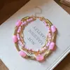Collar de cuentas geométricas degradado colorido transfronterizo europeo y americano, cadena para la clavícula estilo resort de playa, joyería de lujo ligero de alta gama al por mayor