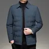 Jaqueta de Penas Leve Masculina Nova para o Inverno Casual de Negócios Gola Quente Jaqueta de Penas para Homem de Meia-Idade Casaco