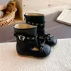 Botas de couro estilo cowboy para meninas 2026 primavera/outono botas de salto plataforma estilo coreano botas de balé bico redondo fivela de cinto botas da moda cool