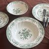 Cerámica Color Bajo Cubierta Espiral de Flores Verde Británico Vajilla Occidental Plato Platillos Juego Plato Sopa Plato Hogar Taza