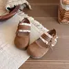 Zapatos de Piel para Niñas Estilo Bosque Gamuza Dulce con Adorno de Encaje Nuevos Primavera y Otoño 2026 Suela Suave Mary Jane Princess Birkenstock