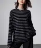 Malha Importada Chao Lã Merino Fina Listrada Popular Camisa de Base Manga Longa Top