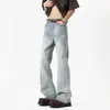Jeans acampanados ligeros de verano, estilo cleanfit, color azul glaciar, pantalones rectos, pantalones ajustados curvos de alta costura americana