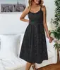 2026 Roupas Femininas Transfronteiriças Ebay Amazon Mais Vendido Alça Fina Babado Estampa de Girassol Botão Frontal Vestido