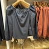 Camisa Doce Estilo Japonês 2024 Nova Camisa Floral Gola Quadrada Francesa Top Casual Curto Retrô para Mulheres 471298