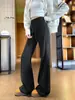Calça Flare de Lã Acetato para Mulheres, Calça Flare Yoga Espessada para Primavera e Outono, Calça Branca Fina de Arroz Reta com Caimento