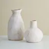 Vaso de Cerâmica Estilo Retrô com Acabamento Branco, Arranjo de Flores de Formato Único, Ornamento de Arte para Interior, Design Único, Decoração de Mesa para Interior