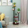 Suporte de flores multi-camadas móvel para exterior com rodas para sala de estar, adequado para plantas verdes e plantas pendentes, suporte para vasos de flores para uso interno em casa