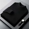 Suéter de punto para hombre con cuello medio transfronterizo, nuevo modelo otoño e invierno 2026, color liso, engrosado, cálido jersey de punto base para hombre