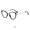Gafas de Moda Cat-Eye Europeas y Americanas de Moda con Protección contra Luz Azul, Aptas para Lentes Graduados, Montura de Metal