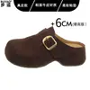 Mules femininas de couro com sola grossa de 6cm de altura, estilo Birkenstock, mules de calçar sem calcanhar, sapatos únicos