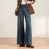 Pantalones vaqueros de mujer de cintura alta acampanados, nuevo estilo otoño 2026, corte holgado, adelgazantes, lavados, pierna ancha, casual, microacampanados