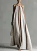 2026 Nuevo Vestido de Tirantes Rayado Estilo Europeo y Americano para Mujer, Vestido Largo de Playa Holgado de Verano, Moda Estilo Vacacional