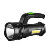 Lámpara portátil de lote directo de fábrica recargable luz fuerte tiro largo para el hogar exterior de plástico reflector con lámpara lateral linterna led