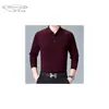 Camiseta de Manga Larga de Lana para Hombre de Edad Media y Mayor, Suéter de Punto de Color Sólido, Top Delgado POLO