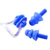 Juego de tapones para los oídos con clip nasal de silicona para natación, resistentes al agua, suaves, 11 g