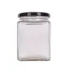 Botella de miel de cuatro bordes tapa de hojalata sellada Botella para pepinillos botella casera para salsa de chile botella de almacenamiento para mermelada en lata