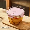 Tazón de Sopa de Vidrio Hogar Sellado Cuadrado Calentamiento Microondas Tazón Especial para Trabajadores de Oficina Lonchera para Adultos con Tapa para Conservación Fresca