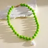 Collar de perlas acrílicas de dopamina europeo y americano con cuentas geométricas, cadena para la clavícula personalizada de nicho transfronterizo de alta moda para mujer