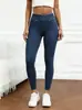 Pantalones de Yoga de Mezclilla Sintética de Cintura Alta para Mujer, Bolsillo Trasero para Teléfono, Pantalones Ajustados de Fitness, Levantamiento de Glúteos Trasero de Melocotón Elásticos para Entrenamiento